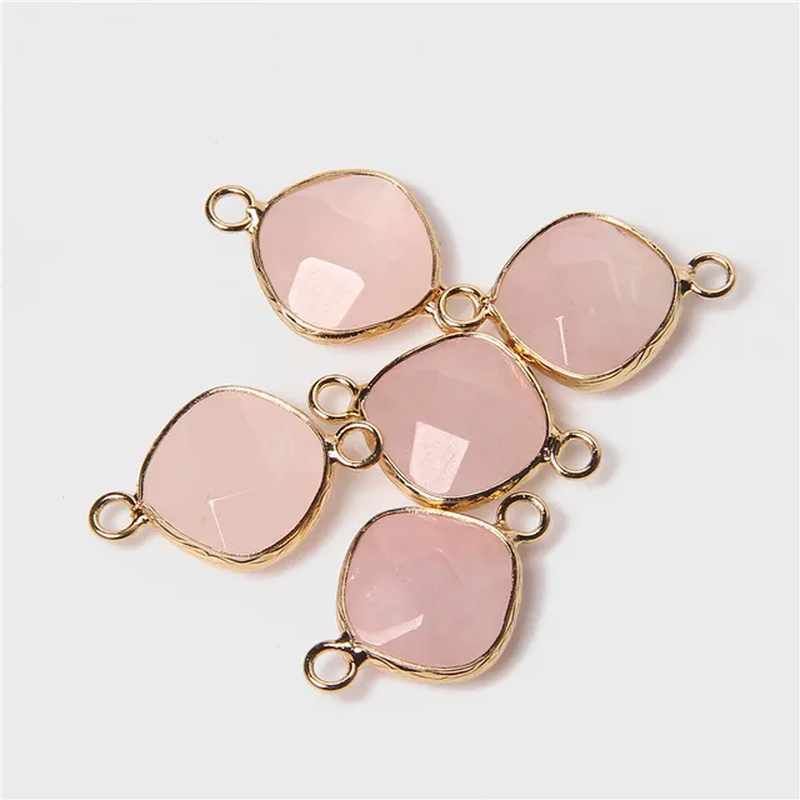 الصورة المصغرة: 14MM Natural Stone Connector Pendant Agat Quartzs Rhombus Shape Faceted Charms f