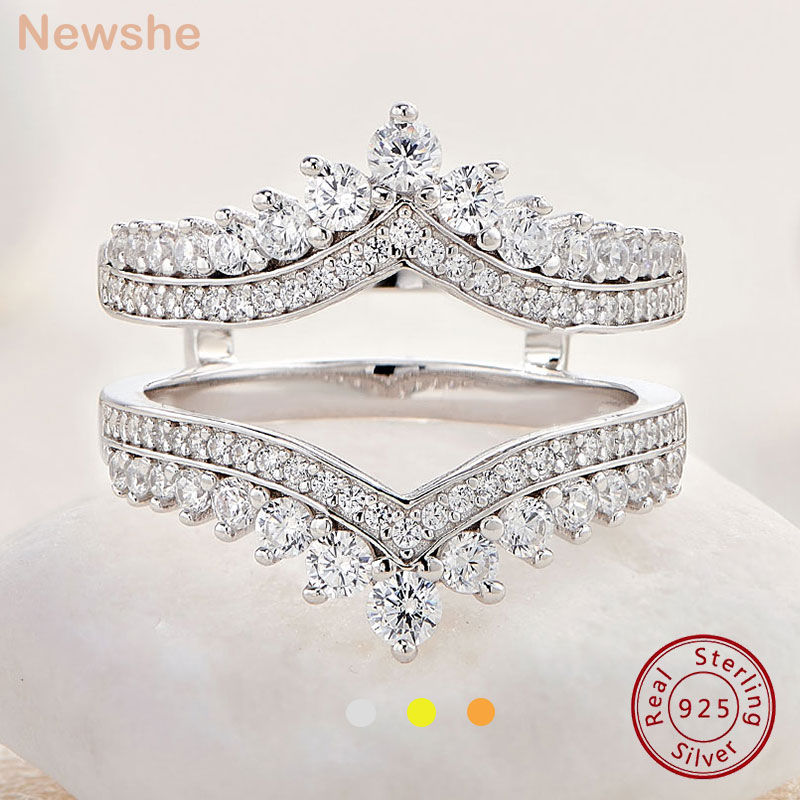 Thumbnail: Genuine 925 Sterling Silver Adjustable Enhancer Wedding Rings for Engagement Bri