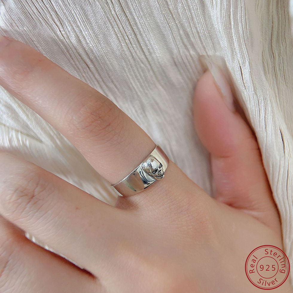 Thumbnail: 925 Sterling Silver SkullHead Ring Vintage Fashion Personality Punk Ring for Men