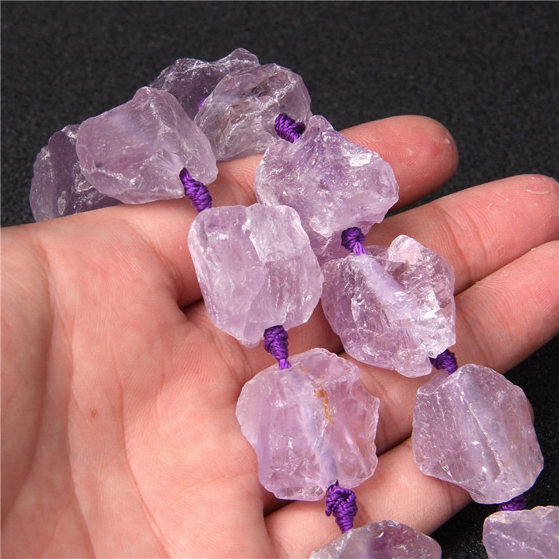 Thumbnail: 20-30mm Rough Rose Quartz, Amethyst, Lapis Lazuli Raw Mineral Beads for DIY