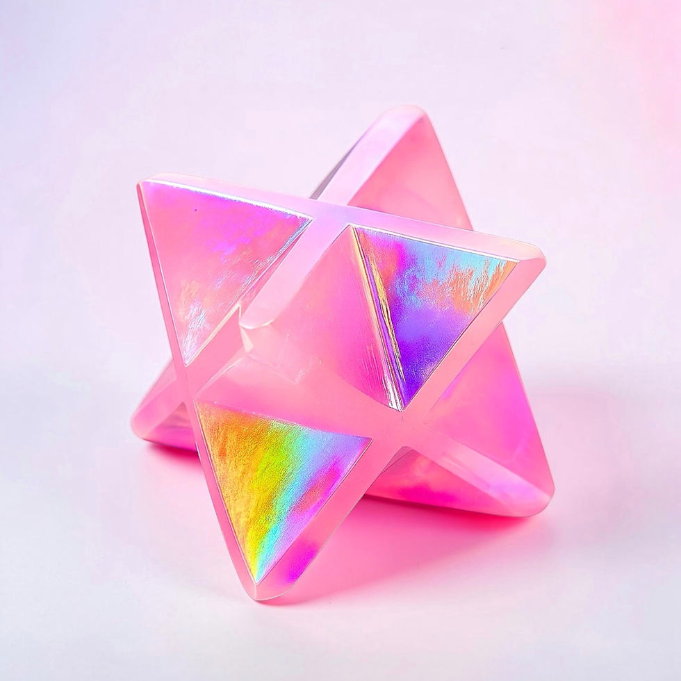 Miniature : Aura Rose Quartz Merkaba Star | Heart Chakra Love Crystal (15-25mm)