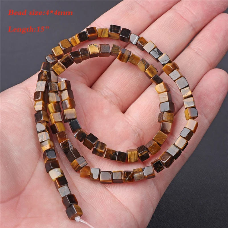 Miniaturbild: 45Kind Tiger Eye Stone Bead Natural Round Faceted Square Loose Beads Fit Fashion