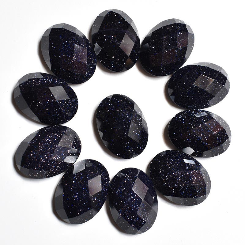 Miniaturbild: Wholesale 30pcs natural stone mixed oval CABOCHON faceted beads 13x18mm 