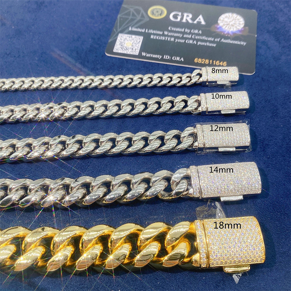 الصورة المصغرة: Luxury D Color Full Moissanite Cuban Chain Tennis Necklace for Men Women Stainle