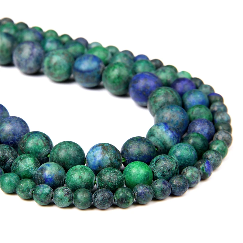 Miniaturbild: Matte Phoenix Lapis Lazuli Round Beads Natural Stone for Making Bracelet 15.5"
