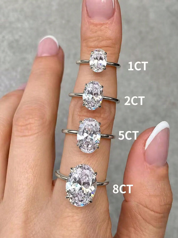 Miniaturbild: Gorgeous Shiny 1-8CT Zircon Oval Stone Ring For Women Engagement Wedding 925S