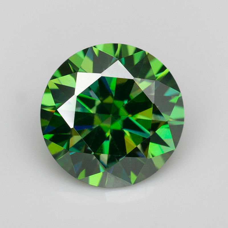 Miniatura: Vivi Green Color Moissanite Loose Stones VVS1 6.5mm 1.0ct Positive Pass Diamond