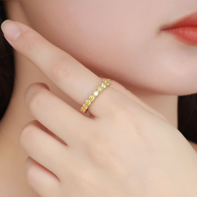 Miniature : Luxury 2.2cttw 3mm Green Violet Moissanite Full Eternity Ring For Women S925 Sil