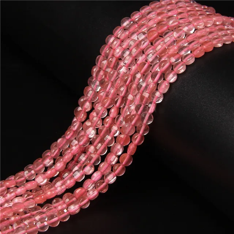Miniatura: 40 Colors Natural Faceted Stone Bead round Flat Coin Beads 4/6Mm Loose Beaded 