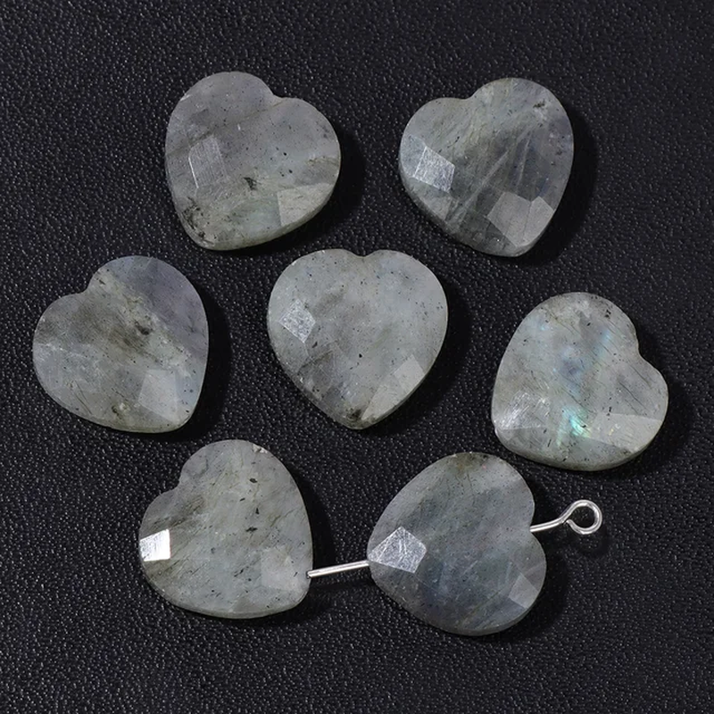 Thumbnail: 15MM Natural Faceted Heart Shape Stone Bead Aventurine Quartz Loose Charms Beads