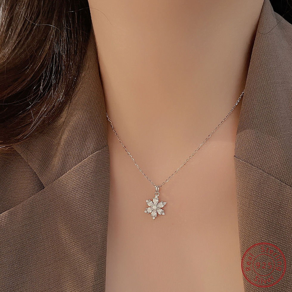 Miniaturbild:  925 sterling silver Snowflake zircon necklace women Fashion Versatile creative 