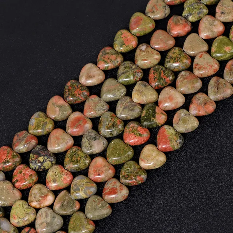 Thumbnail: 10MM Natural Heart Shape Stone Bead Amazonite Jade Quartz Loose Bead Jewelry 