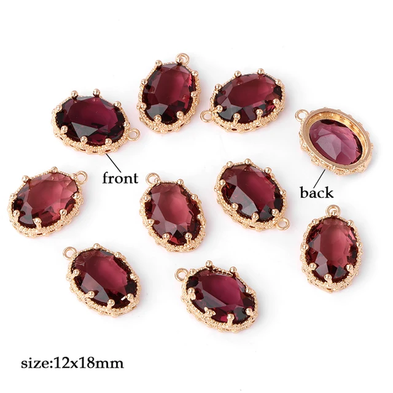 الصورة المصغرة: Fashion Crystal Glass Pendant Oval Shape Rhinestone Charm Vintage Pendant 5Pcs