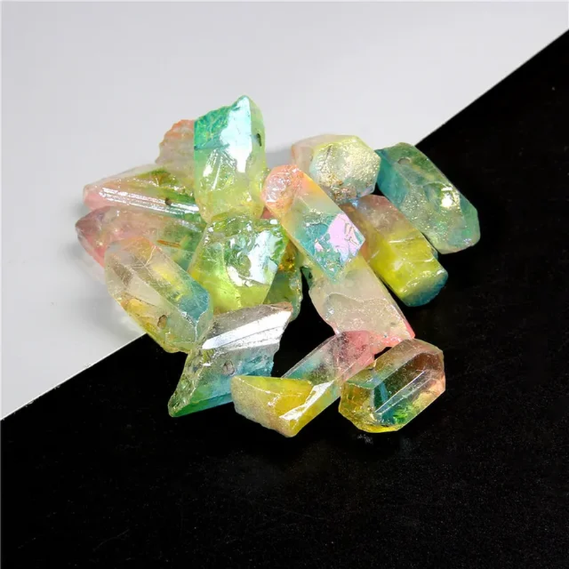 Miniaturbild: Natural Gemstone Stick Beads Top Drilled Rainbow Crystal Loose Point Beads 