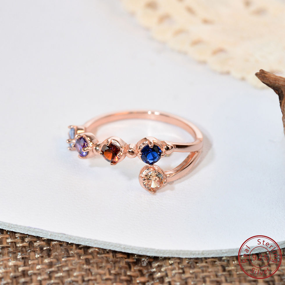 Thumbnail: 925 Sterling Silver Open Versatile Fashion Trendy High end Design Color Micro
