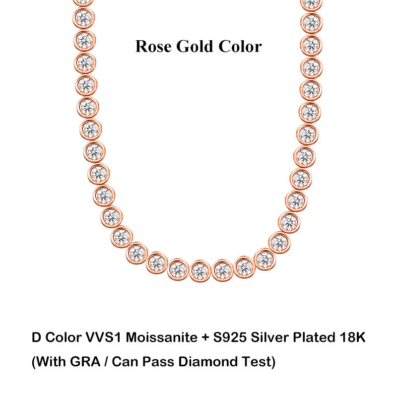 Thumbnail: Luxury Bubble 2/3mm D Color Full Moissanite Tennis Necklace for Women S925 Silve