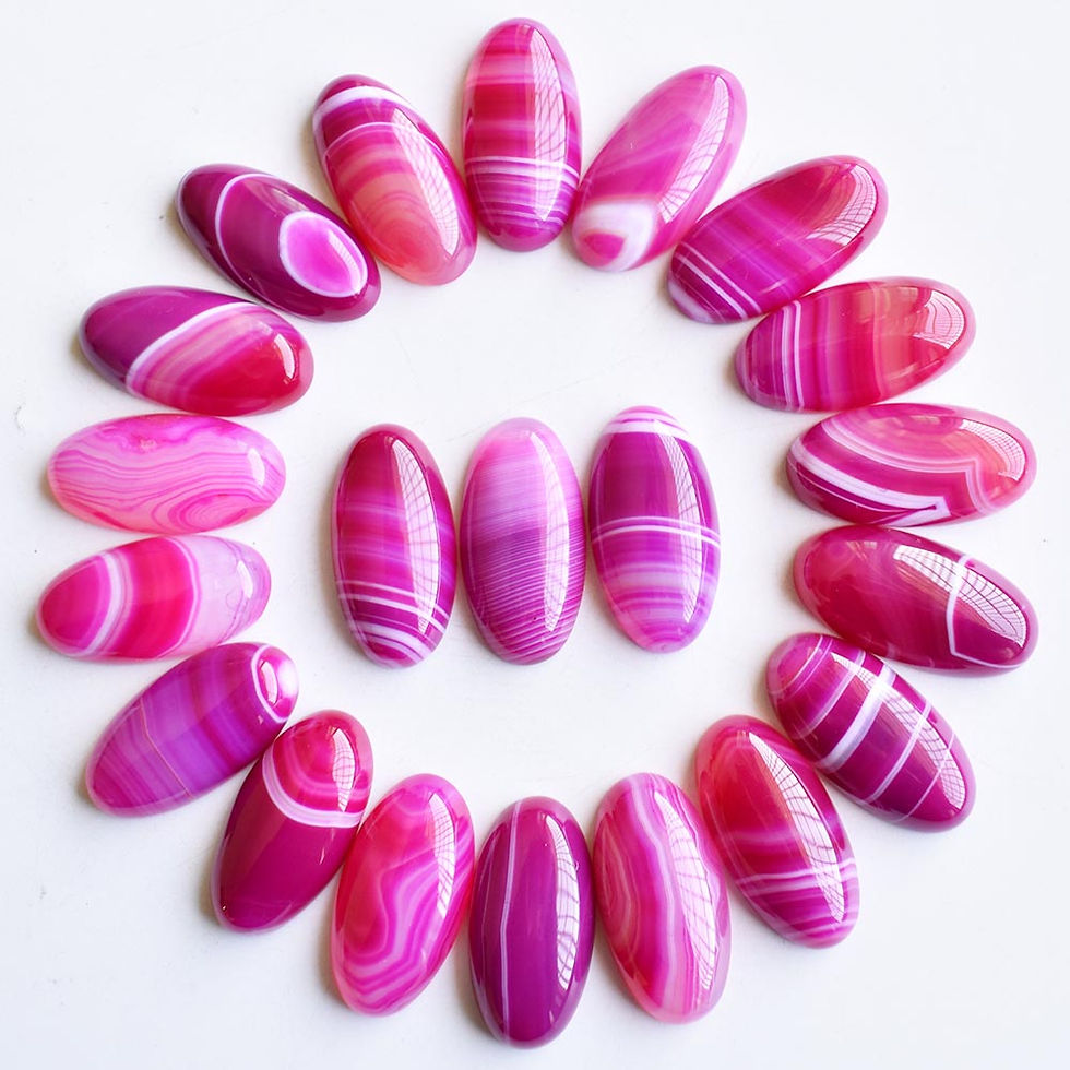 Miniatura: Wholesale 20pcs Natural stripe onyx mixed oval cabochon for jewelry 15x30mm 