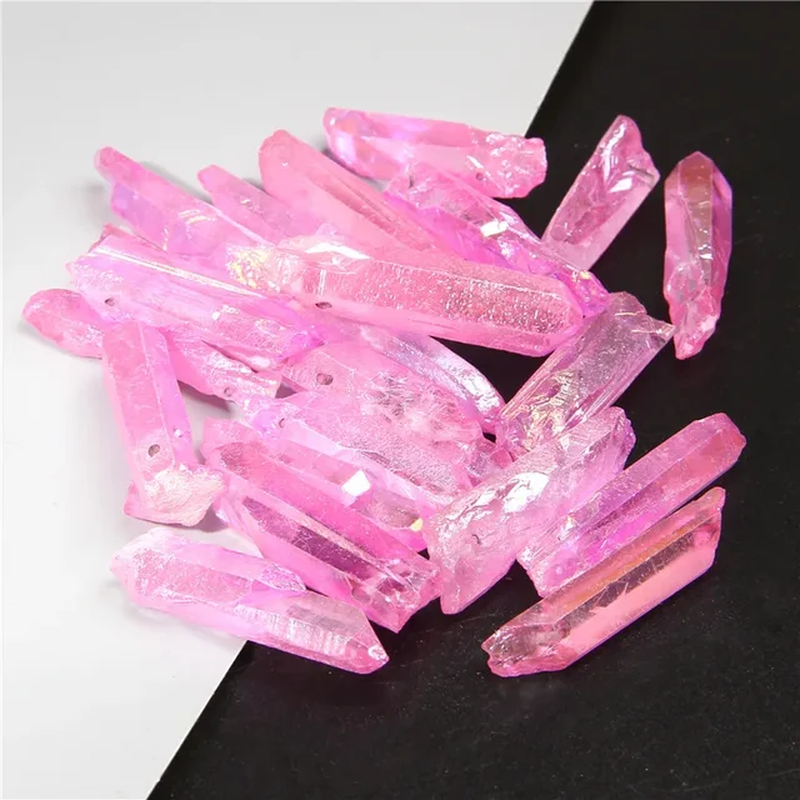 Miniaturbild: Natural Gemstone Stick Beads Top Drilled Rainbow Crystal Loose Point Beads 