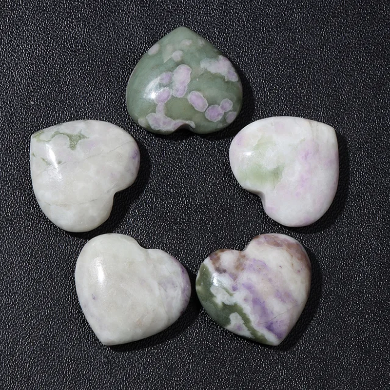 Miniature : 5Pcs/Lot Natural Stone Carved Heart Shape Agates Amethysts Love Home Decoration 