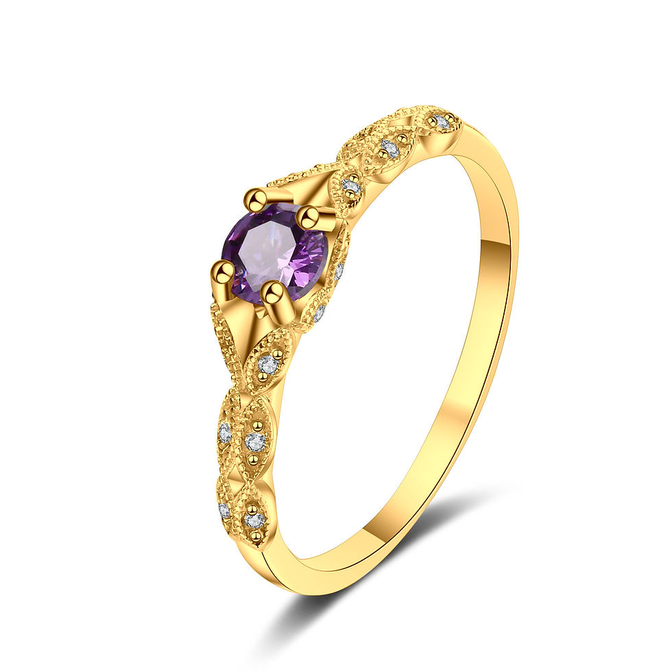 Thumbnail: 925 Sterling Silver Amethyst Zirconia Women's Ring in Europe and America 