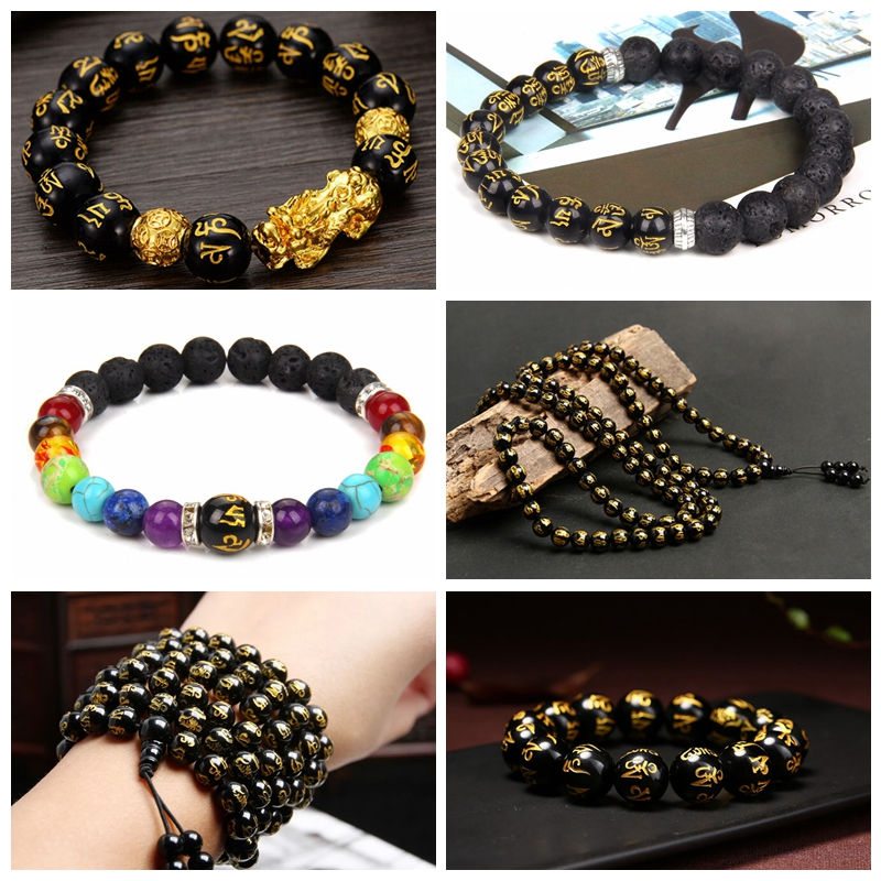 Miniaturbild: Feng Shui Obsidian Stone Beads Round Loose Beads 6 8 10MM For Jewelry Making 