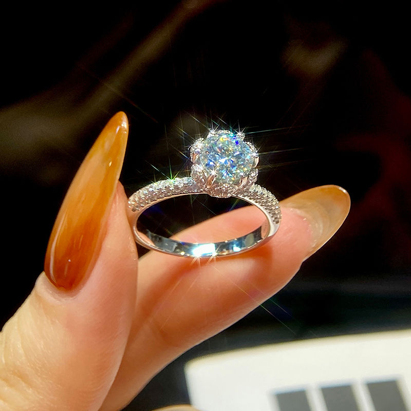 Thumbnail: 1CT Ice Queen Certified Moissanite Diamond Dating Wedding Rings For Women