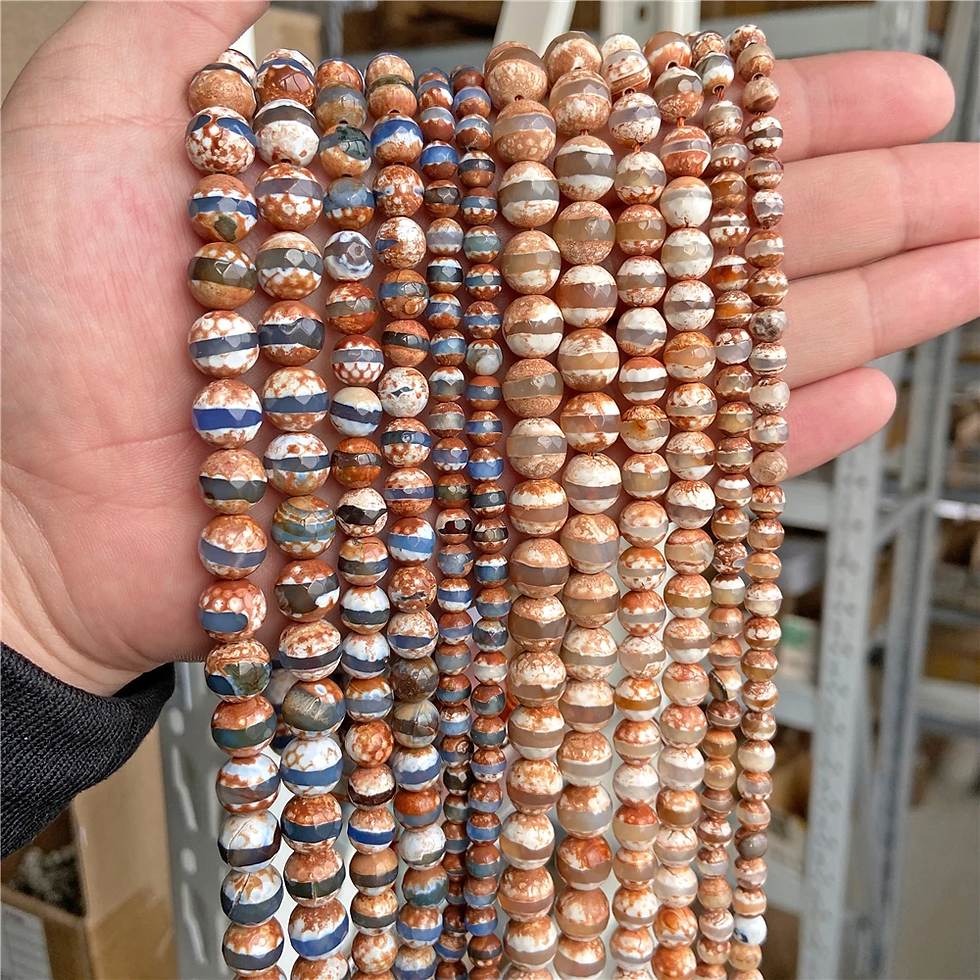 Miniaturbild: Natural Faceted Tibetan Agates Round Stone Bead 6/8/10Mm Loose Agate Bead 15"