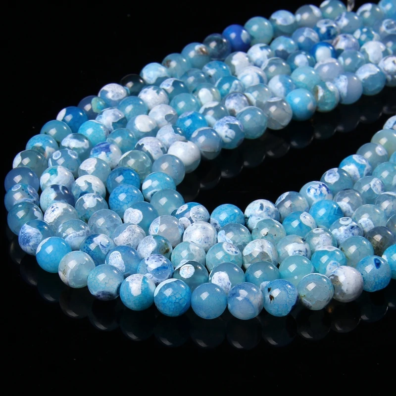 Miniaturbild: Natural Stone Fire Dragon Veins Agates Beads Round Loose Bead for Jewelry Making