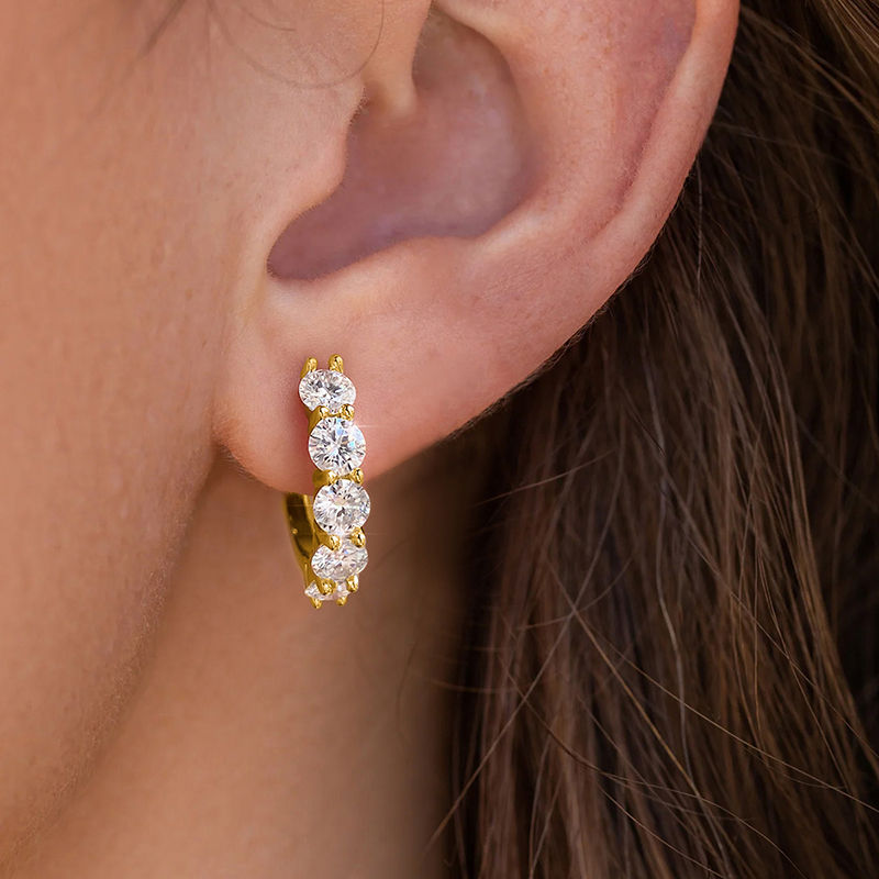 الصورة المصغرة: Gorgeous Certified Moissanite Diamond Hoop Earring For Women 925 Sterling Silver