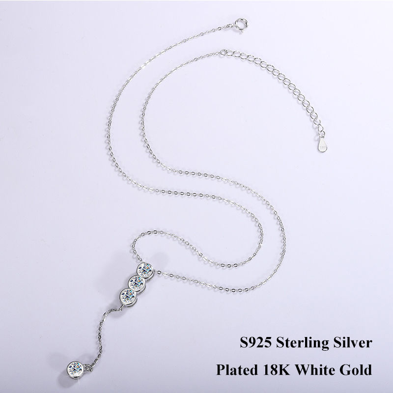 Miniatura: Round Bubble Full 3mm/5mm D Color Moissanite Pendant Necklace for Women 925 Silv