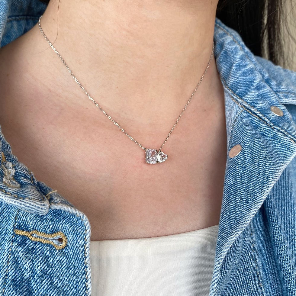 الصورة المصغرة: 1.5ct Heart/Radiant Cut Moissanite Pendant Diamond Necklace with GRA 925 Silver