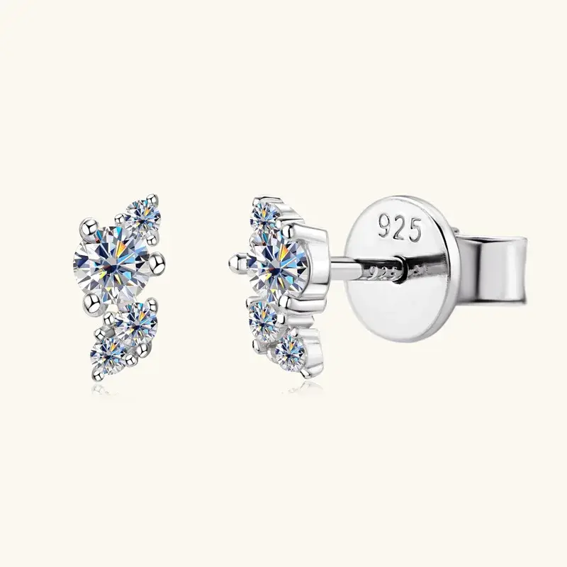 0.18cttw Full D Color Moissanite Stud Earrings for Women Girls S925 Silver Pass