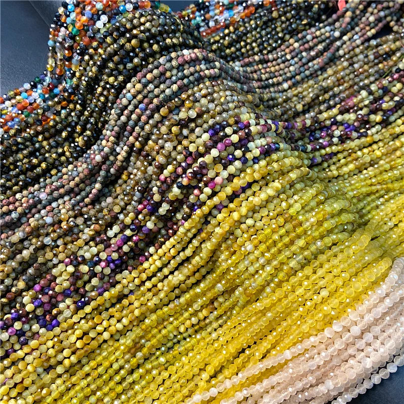 الصورة المصغرة: Natural Stone Beads Small 4MM Bead Yellow Section Tiger Eye Loose Faceted Beaded