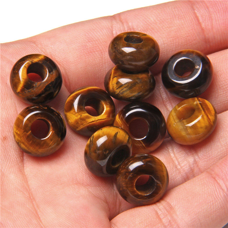 Thumbnail: 5pcs 14mm Big Hole Stone Beads – Round Spacer Charms for DIY Jewelry