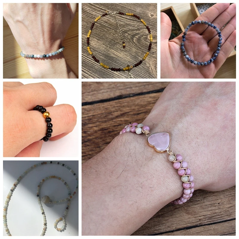 Miniature : 4Mm Natural Pink Rhdonite Jaspers Beads Round Jade Loose Bead for Jewelry 15''