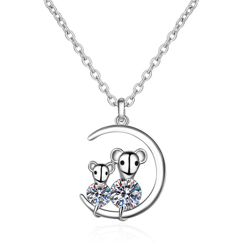 Thumbnail: 0.4ct Real Moissanite Necklace for Women O Chain Rat Pendant 100% S925 Pendant
