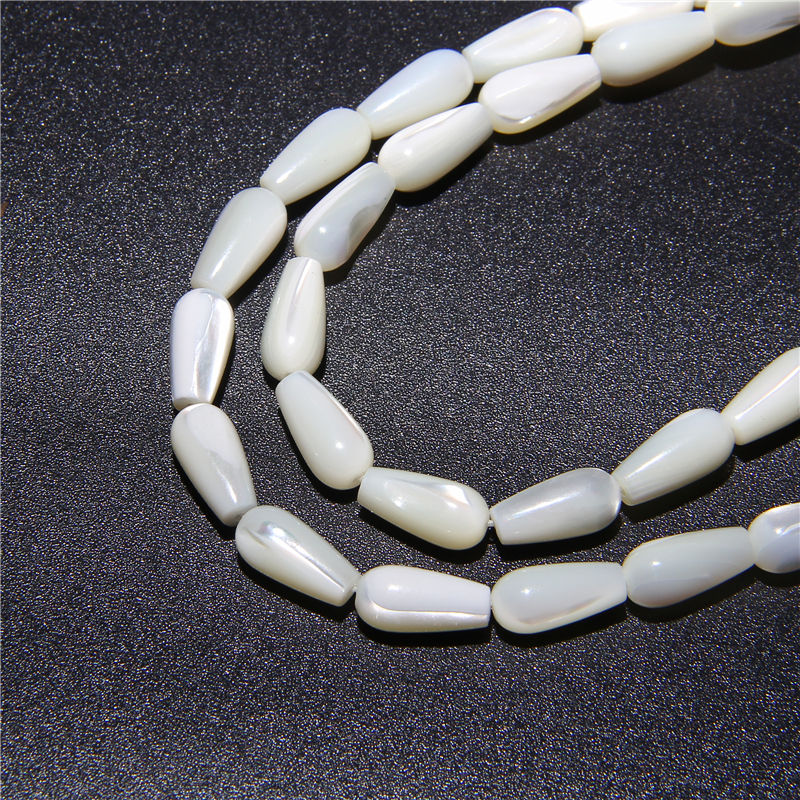 Miniatura: Natural White Mother of Pearl Shell Beads Oval Round Freshwater Shell Beads 15"