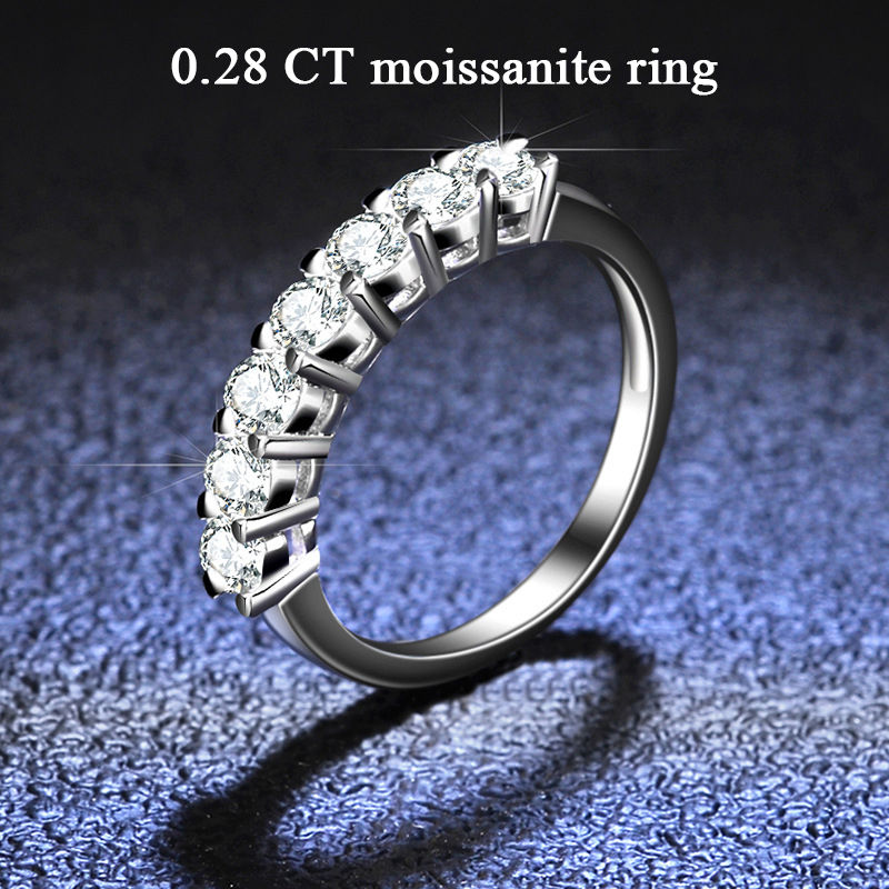 Miniatura: 1CT Moissanite Ring Pass Diamond Detector Engagement Bands Rings Platinum Plated