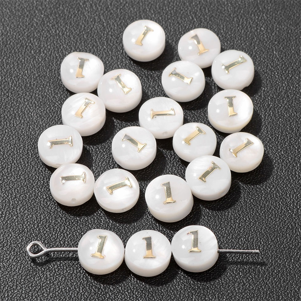 Thumbnail: 8mm White Round Shell Bead 0-9 Number Pearl Flat Charms Bead Jewelry Making 