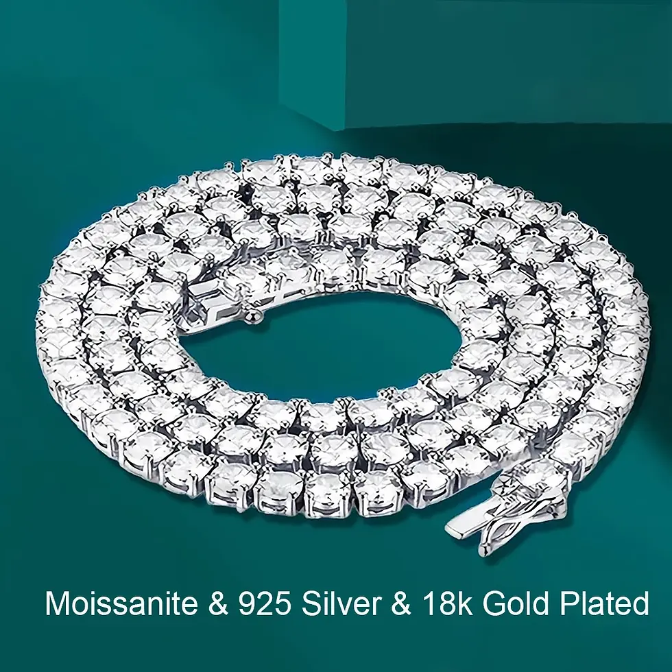 الصورة المصغرة: GRA Certified Full Moissanite Tennis Necklace 925 Silver 3/4/5/6.5mm Sparkling
