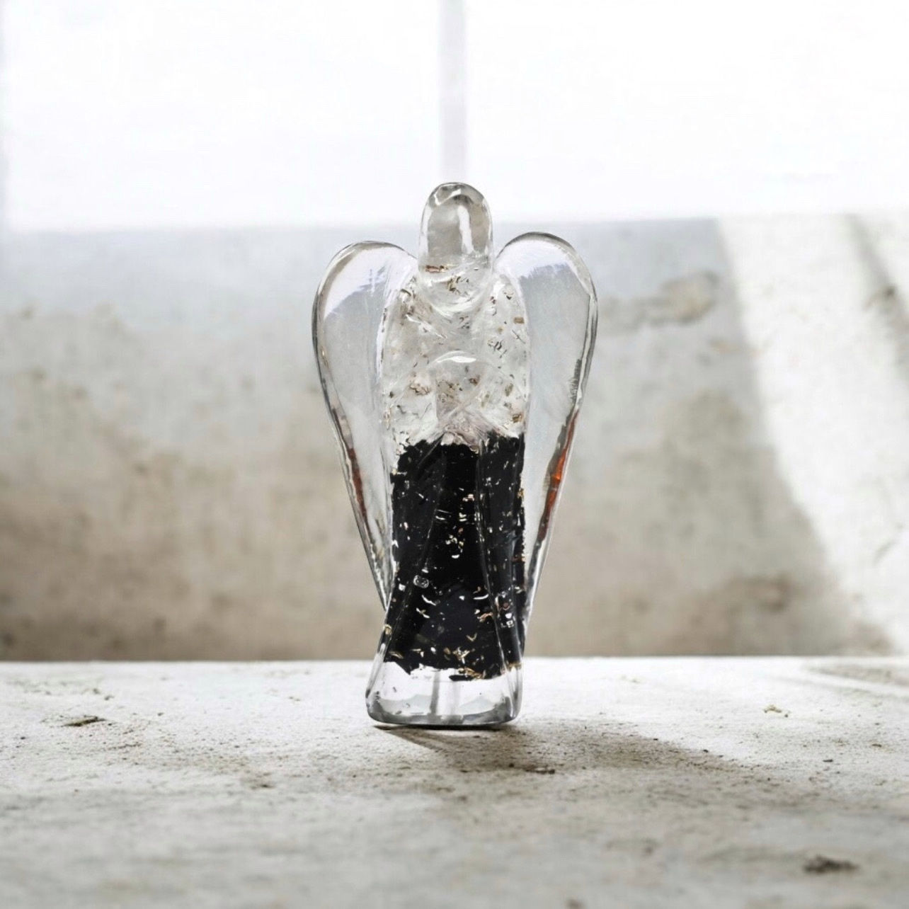 Selenite & Black Tourmaline Orgone Angel for Protection & Energy Cleansing