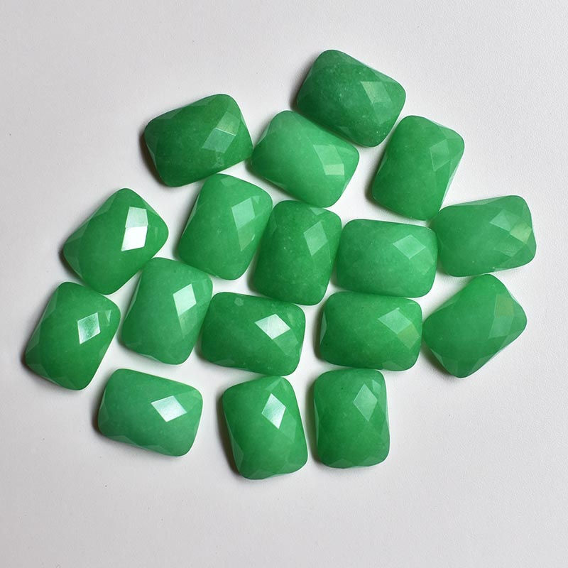 Miniaturbild: Wholesale 30pcs natural stone mixed rectangle CABOCHON faceted beads 12x16mm 