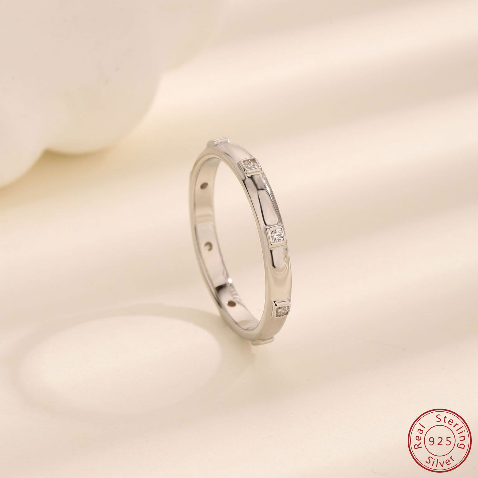 100% S925 Sterling Silver Exquisite New Square Zircon Women's Ring