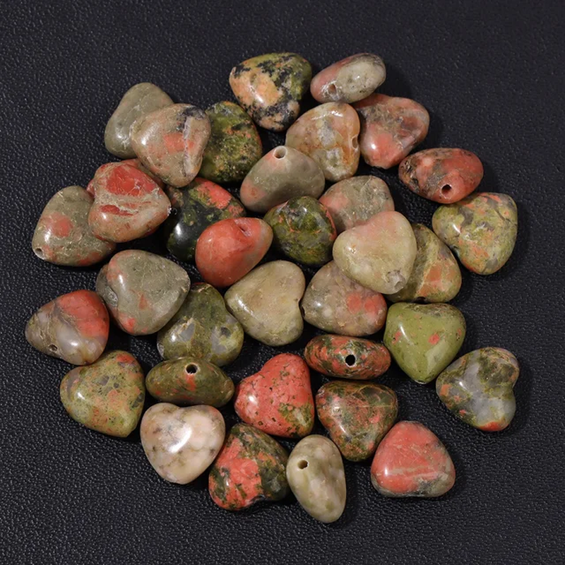 Thumbnail: Natural Gems Heart Shape Stone Bead Central Drilled Fluorite Quartz Loose Beads 