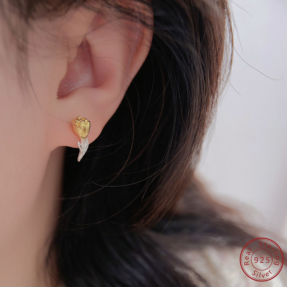 Miniature : 925 sterling silver Flower bud color separation earrings woman fashion high-end 