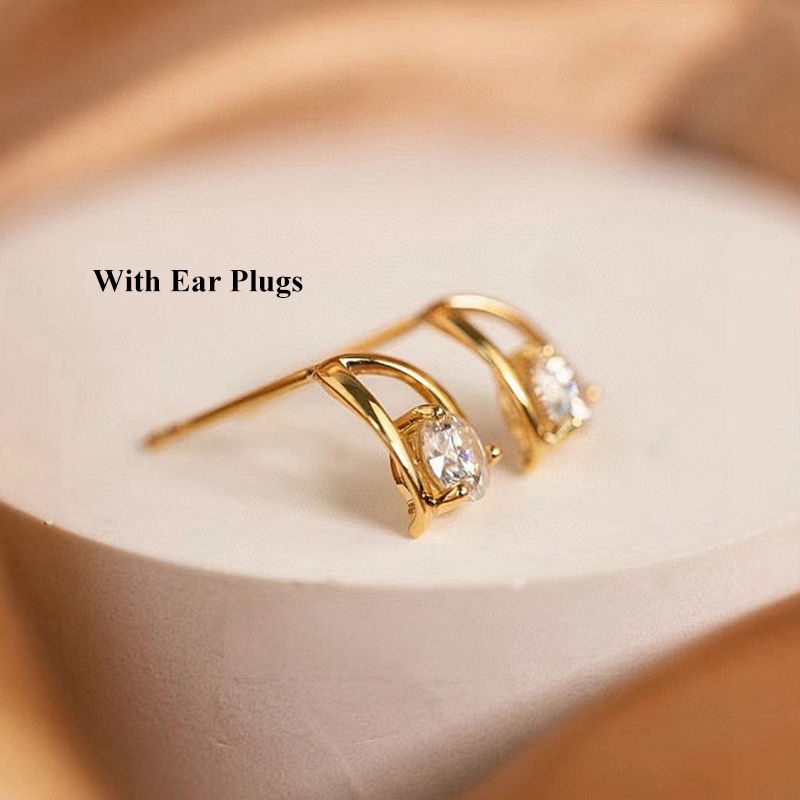 Miniature : 0.5-1CT GRA Certified D Color Moissanite Stud Earrings For Women 925 Silver Plat