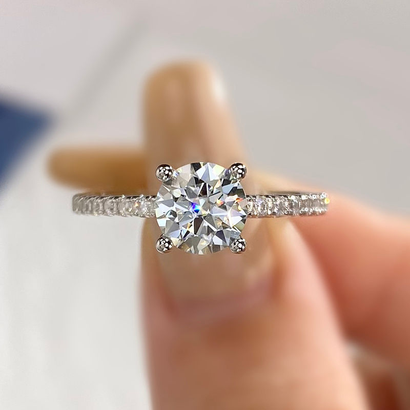 Thumbnail: Sparkling 1-5ct Big Moissanite Diamond Rings for Women Solitaire Genuine Silver
