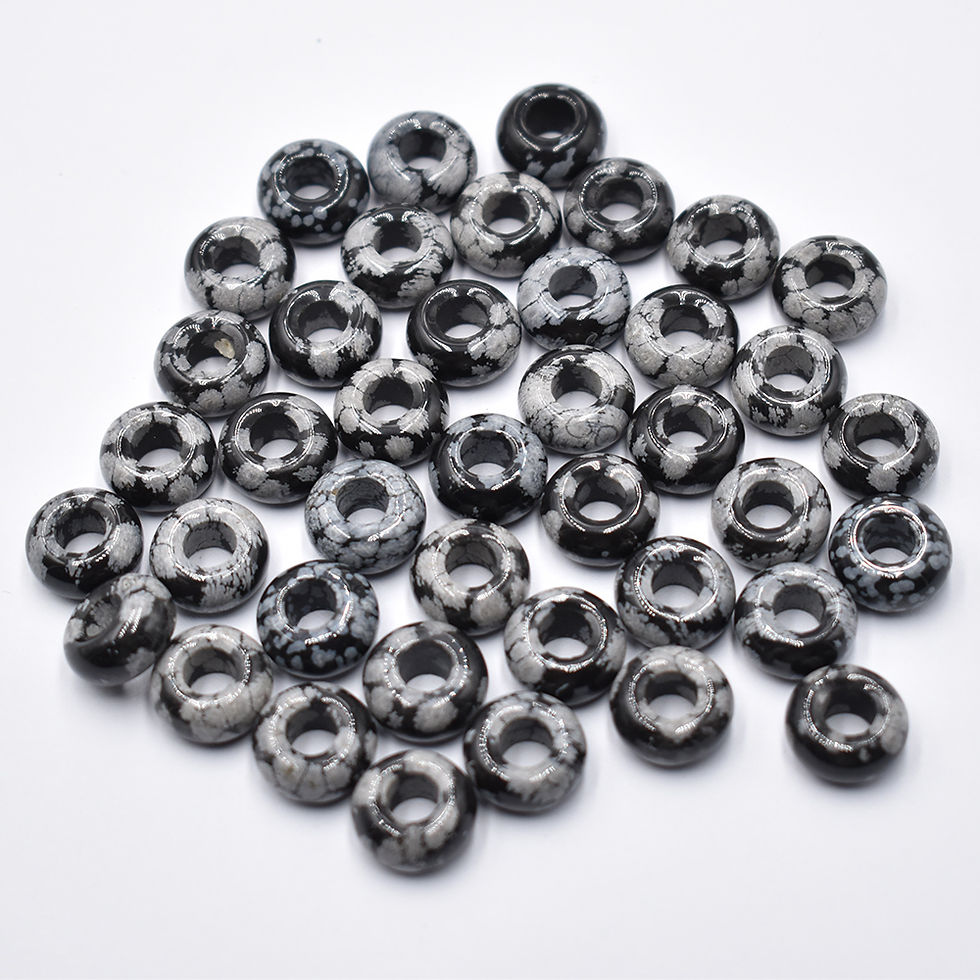 Miniaturbild: Natural Snowflakes obsidian round big hole beads For Bracelet 50pcs wholesale 