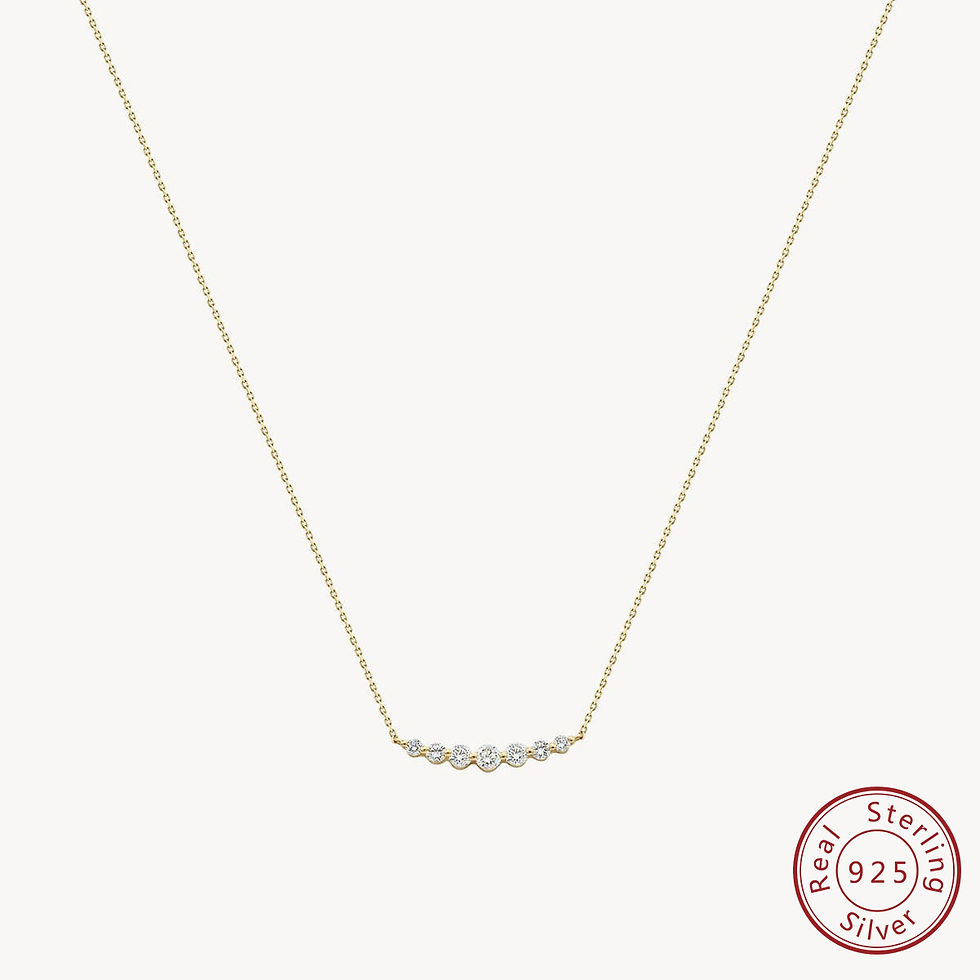 Thumbnail: 100% 925 Sterling Silver New Fashion Women's Zircon Gold Plated Necklace