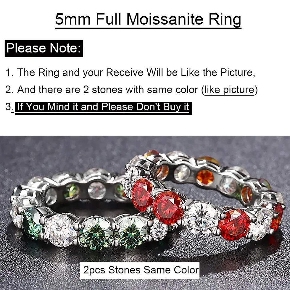 الصورة المصغرة: Real 5mm 0.5CT Colored Moissanite Full Eternity Ring For Women Men S925 Silver W